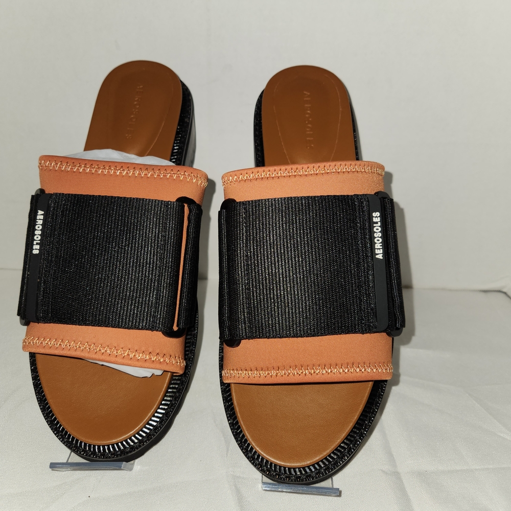 AEROSOLES Black and Tan Slide Sandals